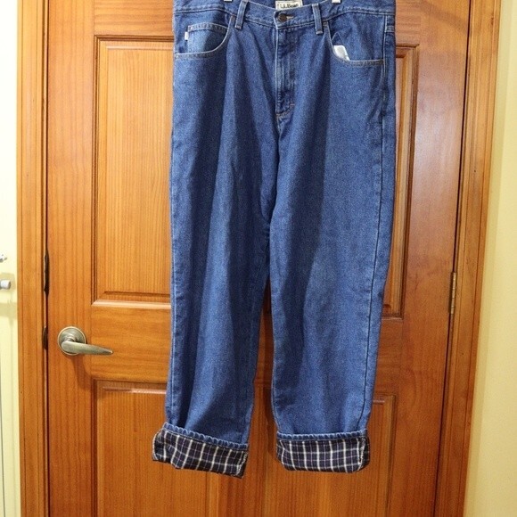 LL Bean Flannel-Lined Insulated Work Jeans 36×32 Warm Winter Utility - Picture 2 of 12